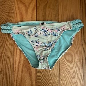 Teal Hawaiian floral bikini bottom